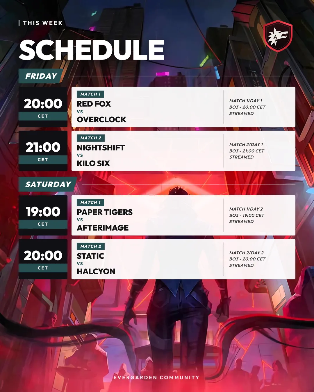 Schedule · Day list
