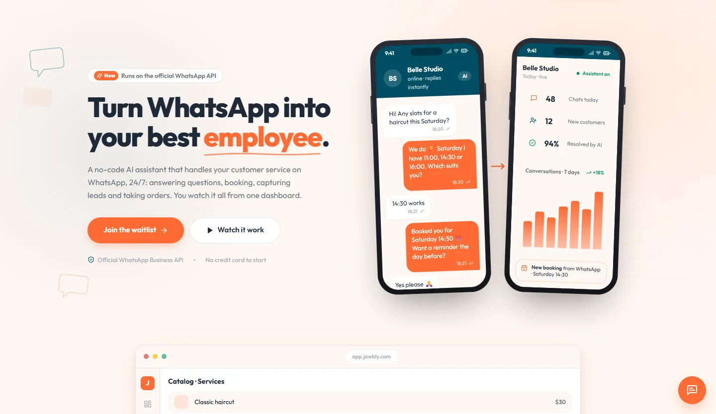 A customer messages